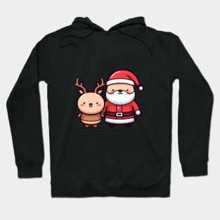 Kawaii Santa and reindeer Hoodie